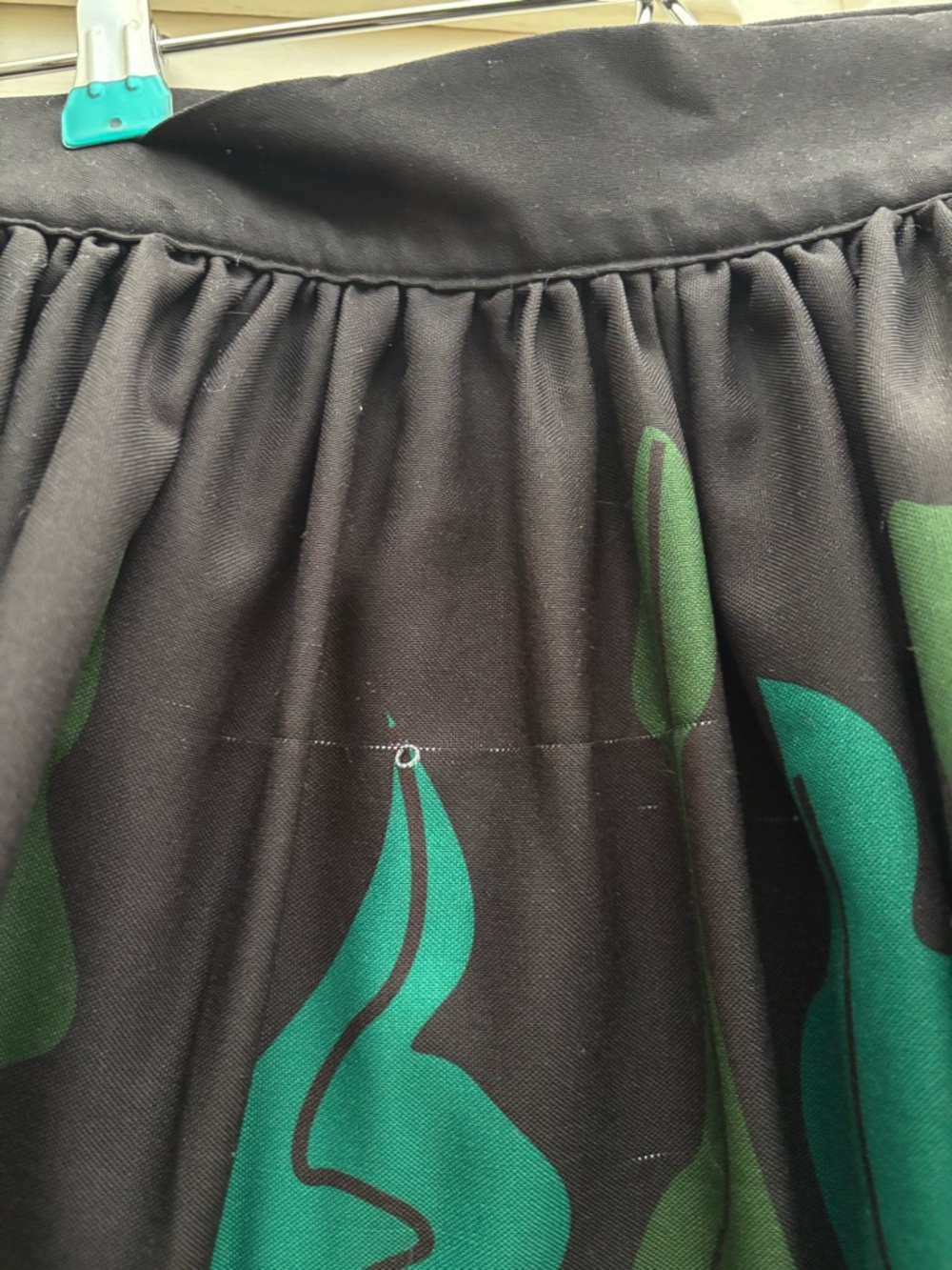 The Oblong Box Shop: Whimsical Puffer Fish Print Skirt in Black & Green - Picture 6 of 10